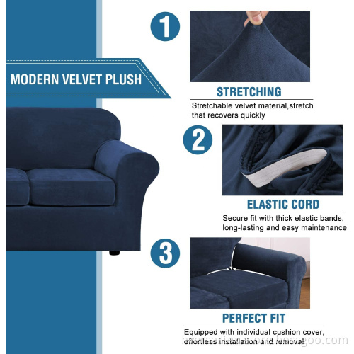 Multi-Piece Luxury Velvet Plush Sofa Cover